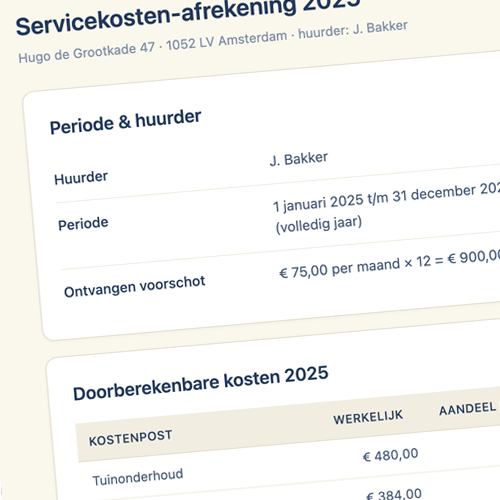 Servicekosten-afrekening per huurder